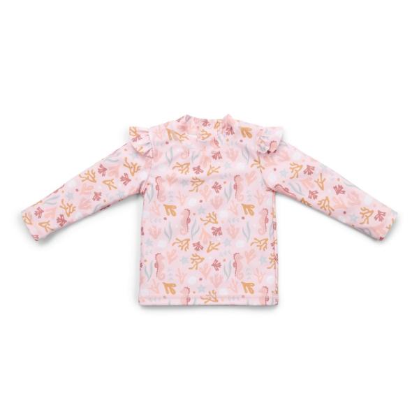 Bade-T-Shirt langarm ruches Ocean Dreams Pink gr. 86/92 | Little Dutch