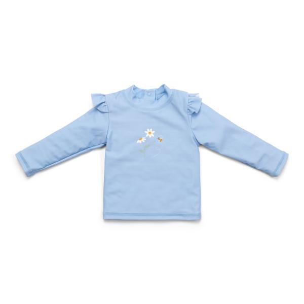 Bade-T-Shirt langarm ruches Blue Daisies gr. 74/80 | Little Dutch