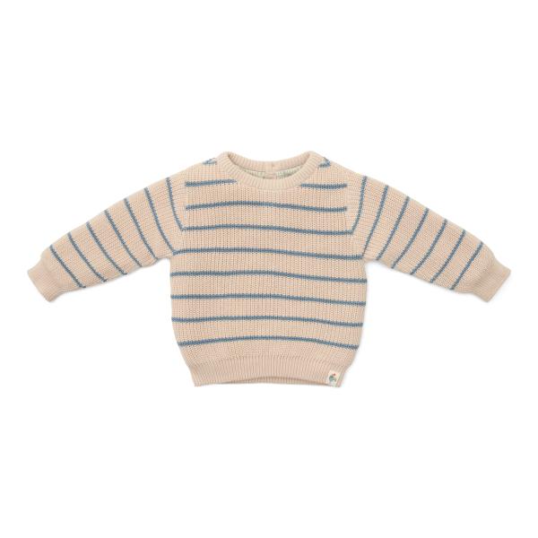 Gestrickter Pullover Ice Blue Stripe - 80 - Little Farm | Little Dutch