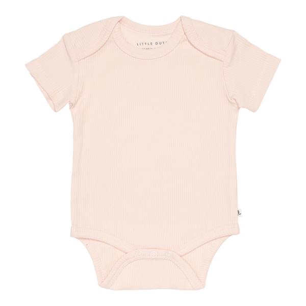 Body kurzarm Rib Pink 74-80 | Little Dutch